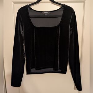 Forever 21 0X/XXL Square Neck Velour Top